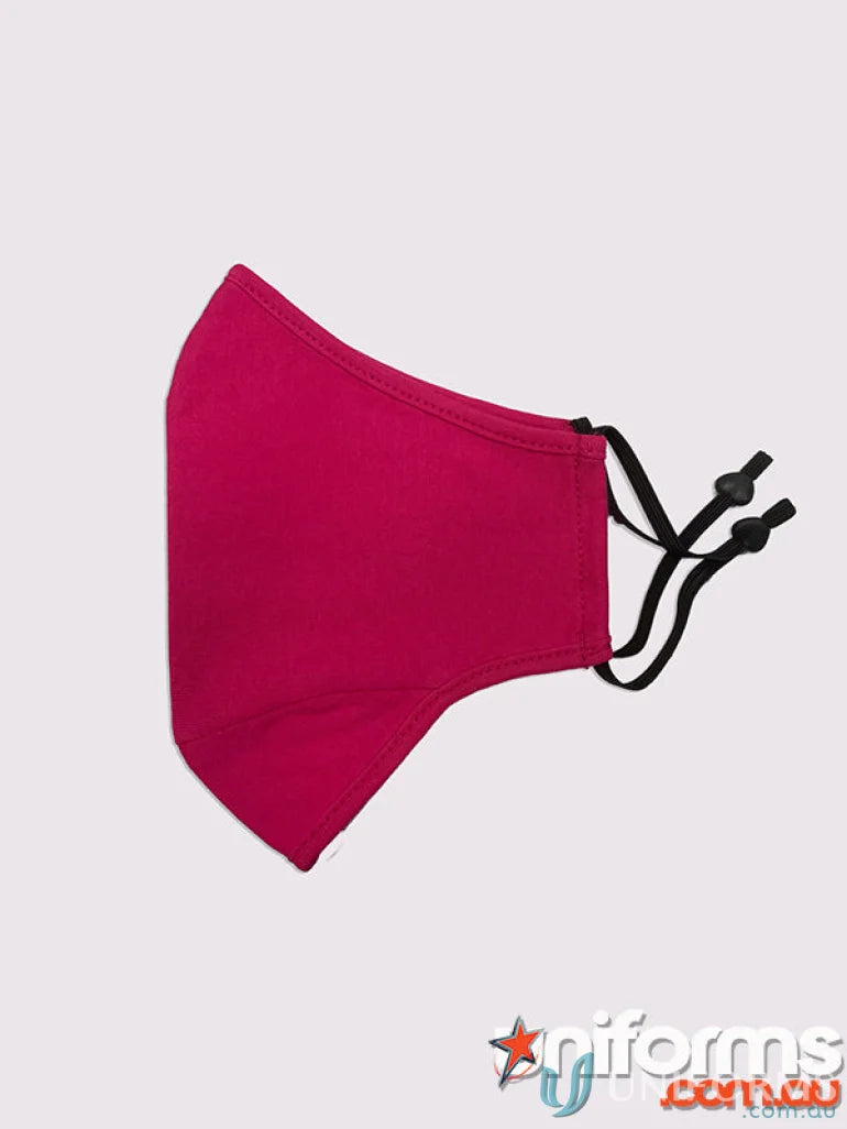 Kids 3 Layer Face Masks with reusable fuchsia cotton face mask and adjustable toggle