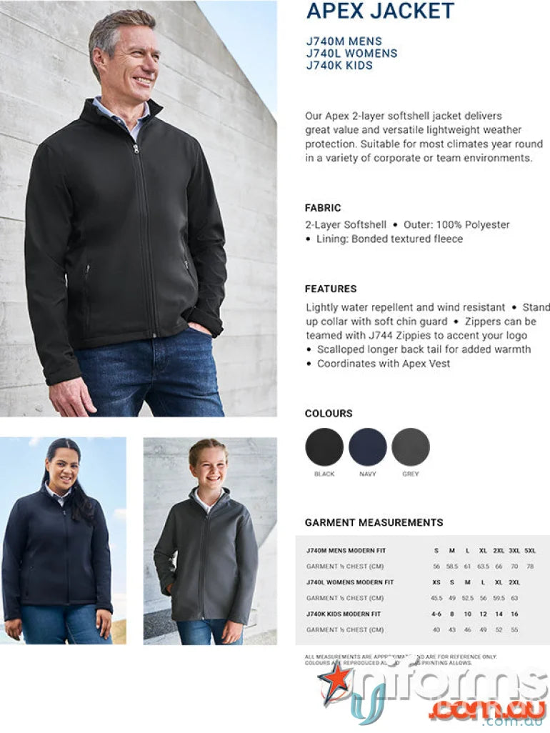 Kids Apex Softshell Jacket from Biz Collection Kids with Apex Jacket J740K ad