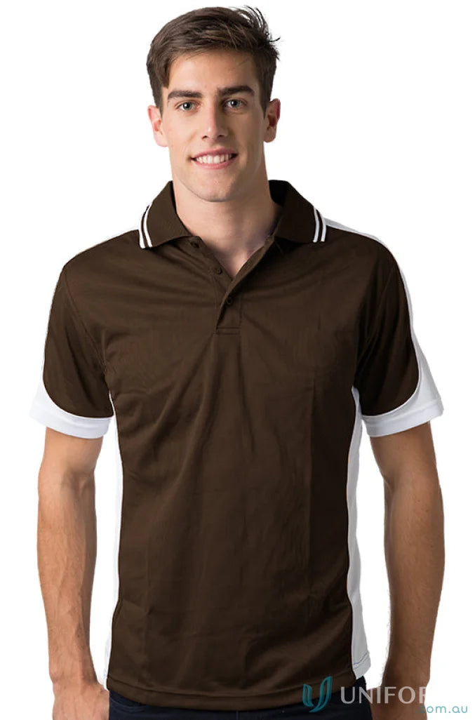 Kids Auburn Polo in brown and white with CoolDry moisture management technology