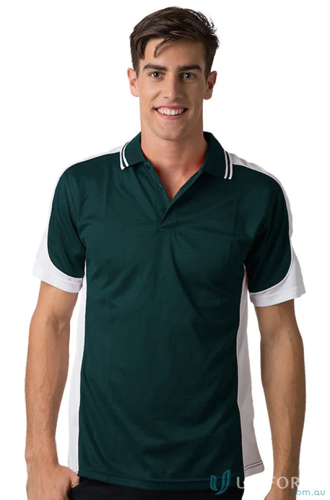 Kids Auburn Polo with green and white design featuring cooldry moisture management tech