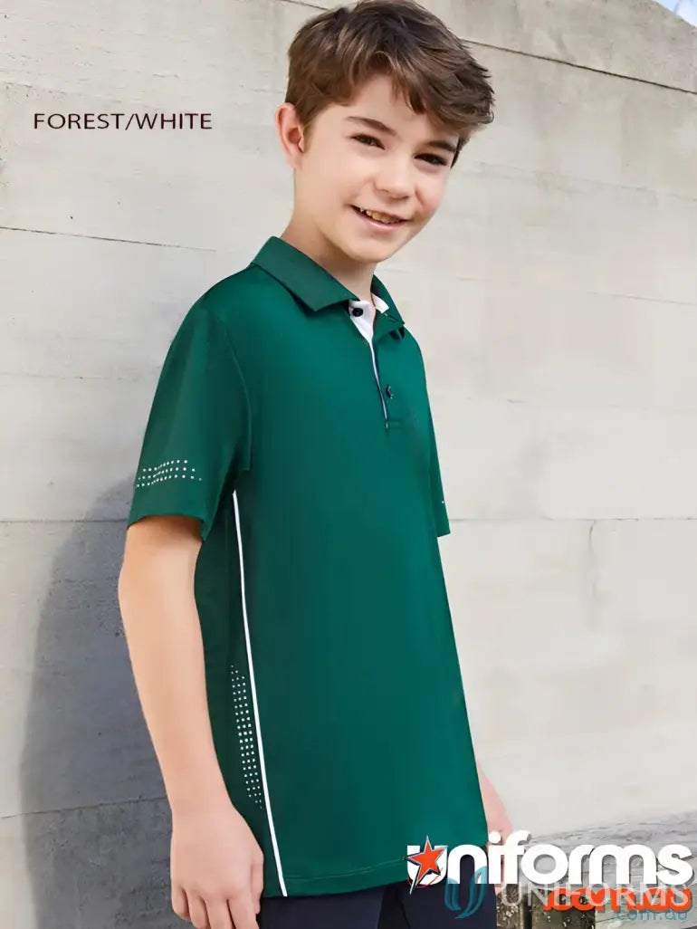 Kids Balance Polo green and white polo shirt for kids P200KS with balance polo offers