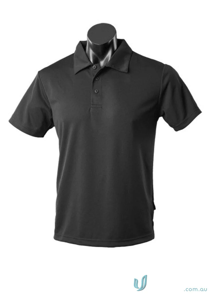 Black Polo Shirt on mannequin, perfect fabric for kids uniforms and casual workwear