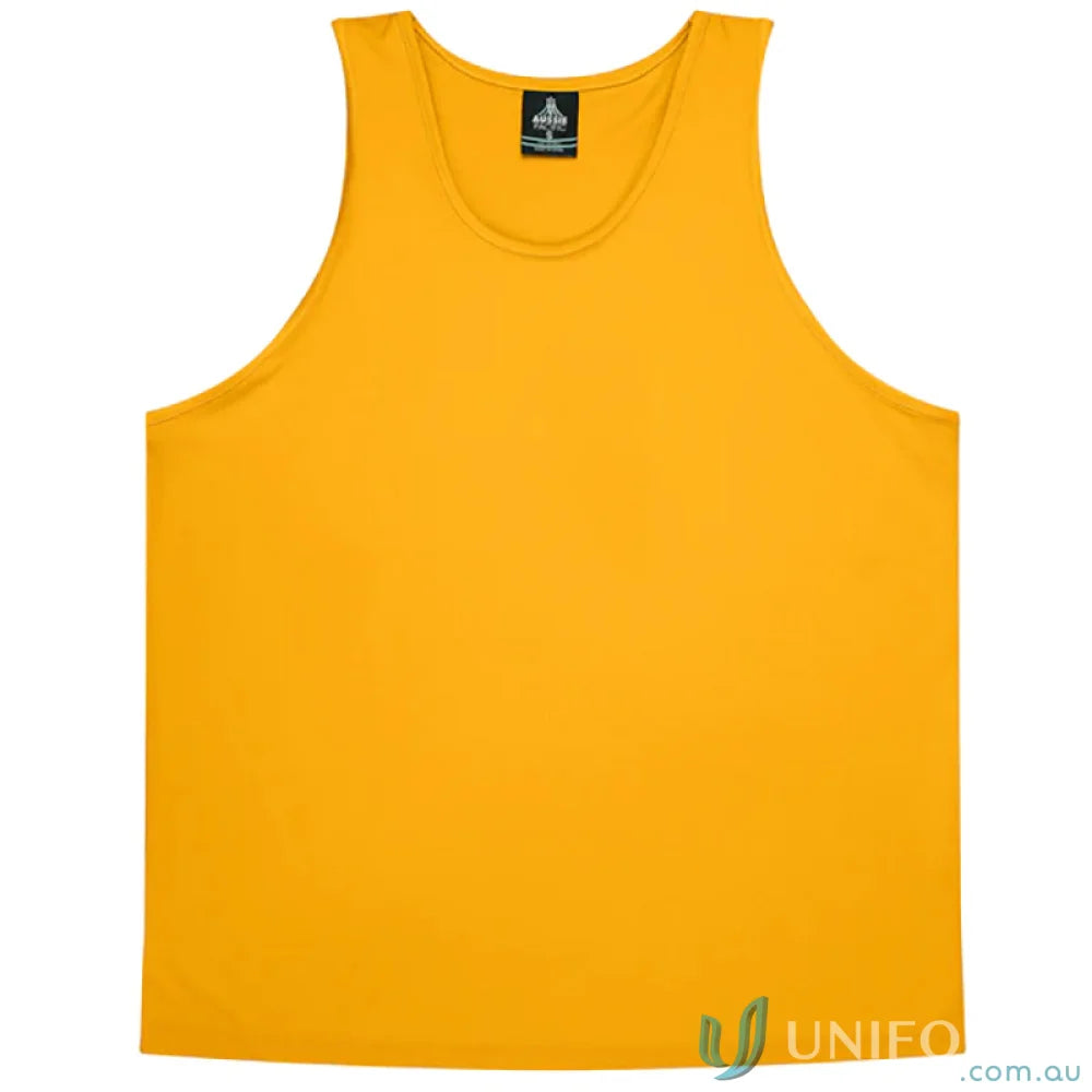 Gold-colored tank top from Kids Botany Singlet, perfect for uniforms or workwear