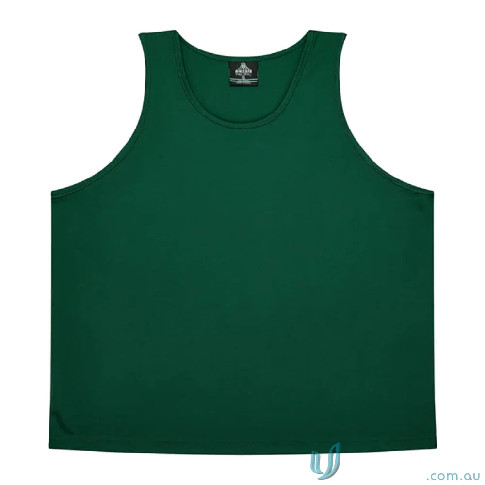Kids Botany Singlet in green tank top perfect as casual uniforms or workwear for kids