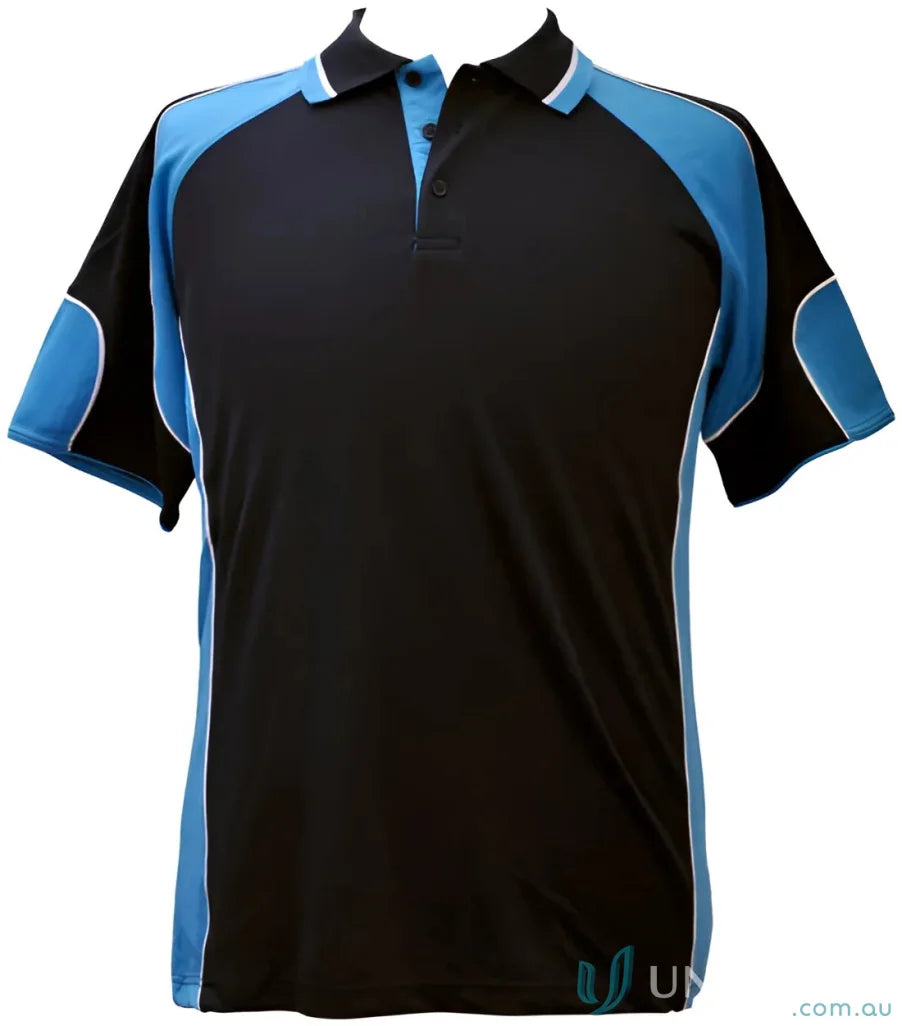 Black and blue Kids CoolDry Alliance Polo in mini waffle fabric for kids spirit cooldry style
