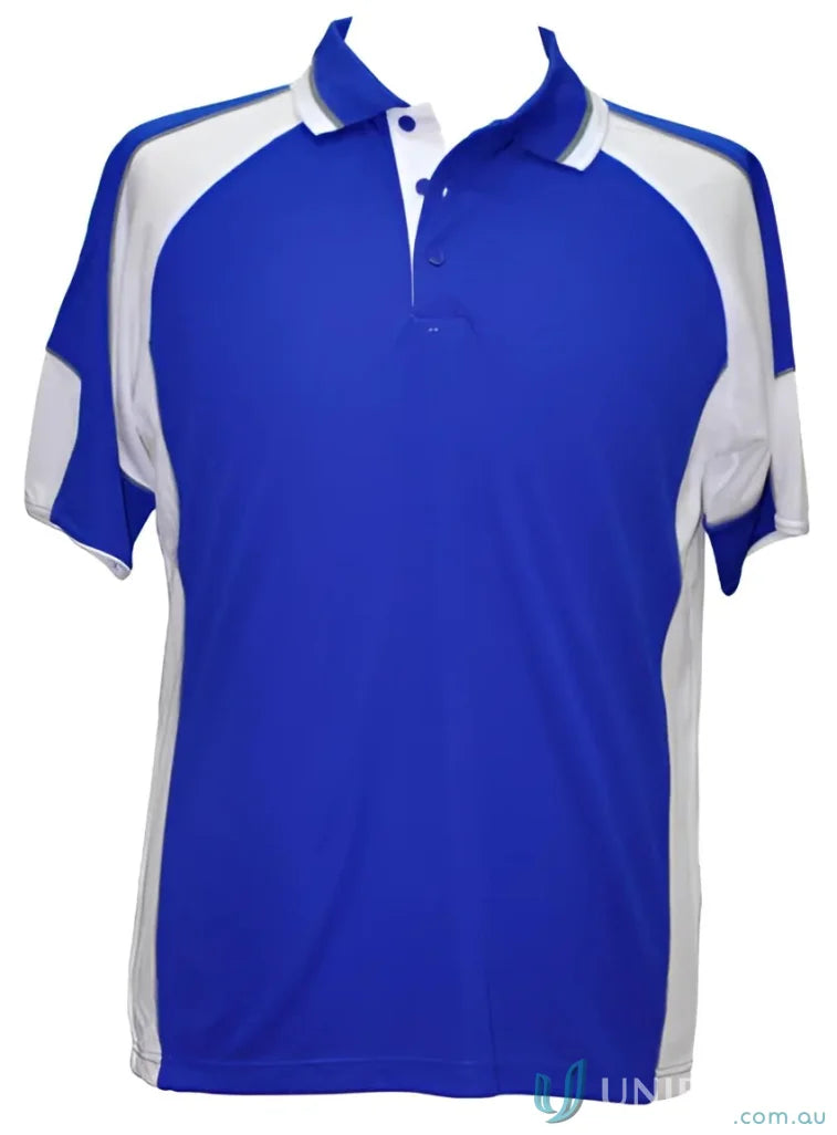 Kids CoolDry Alliance Polo in blue and white with mini waffle fabric for kids spirit cooldry
