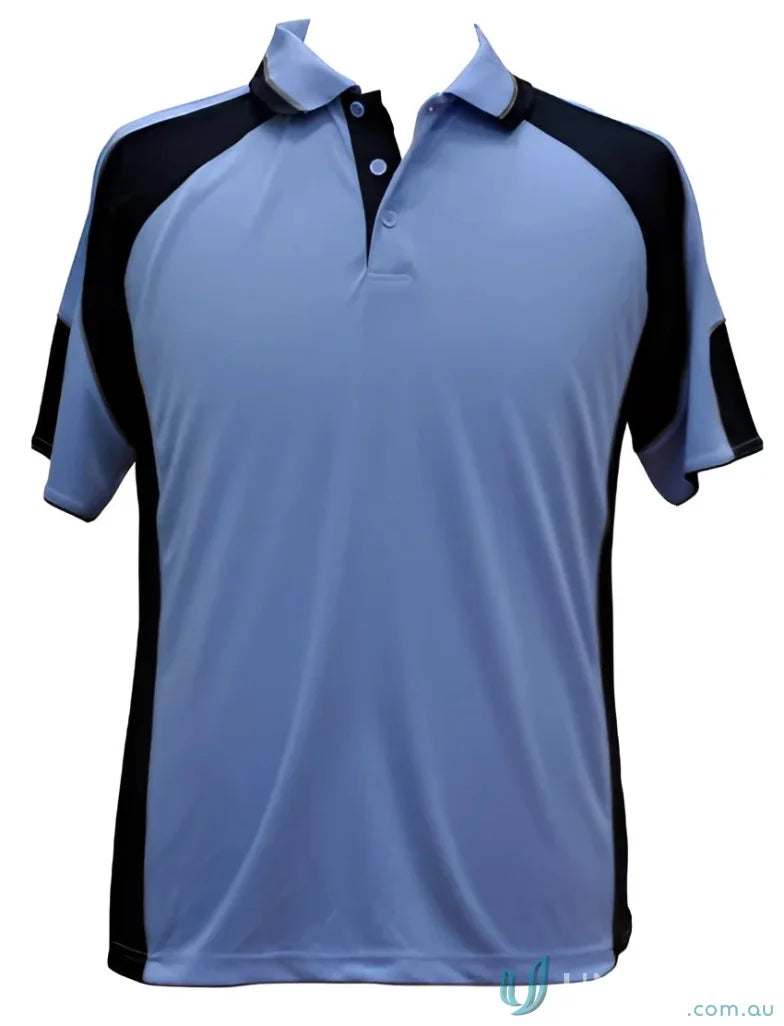 Kids CoolDry Alliance Polo in blue and black made with mini waffle fabric for kids spirit cooldry