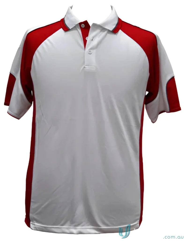 Kids spirit cooldry White and red Mini Waffle Fabric Kids CoolDry Alliance Polo shirt