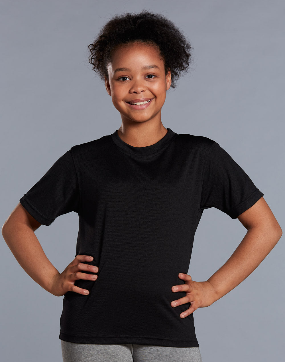 Black ts23k Winning Spirit Kids CoolDry short-sleeve crew tee