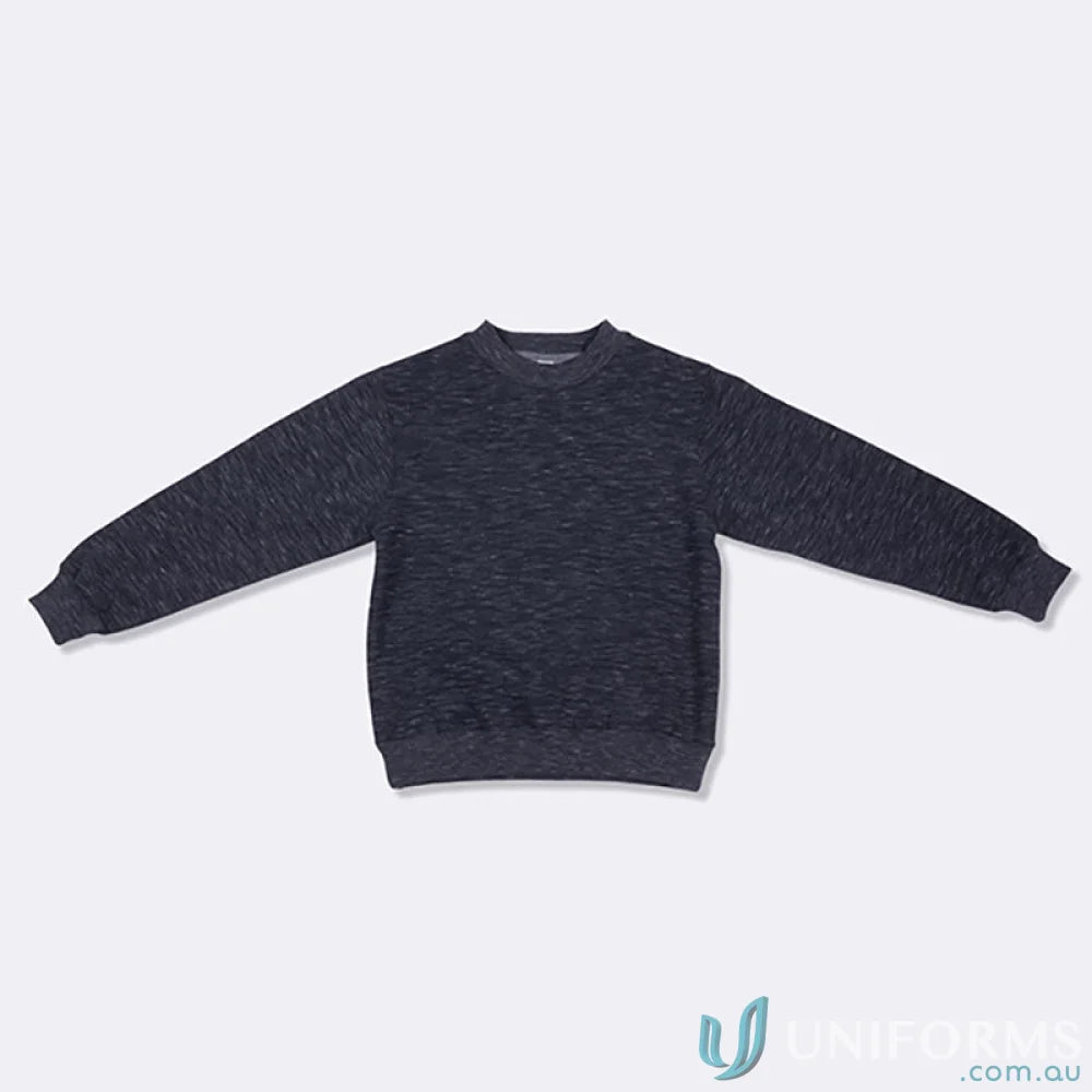 Kids crew neck sloppy joes sweatshirt with a dark gray speckled texture for kids