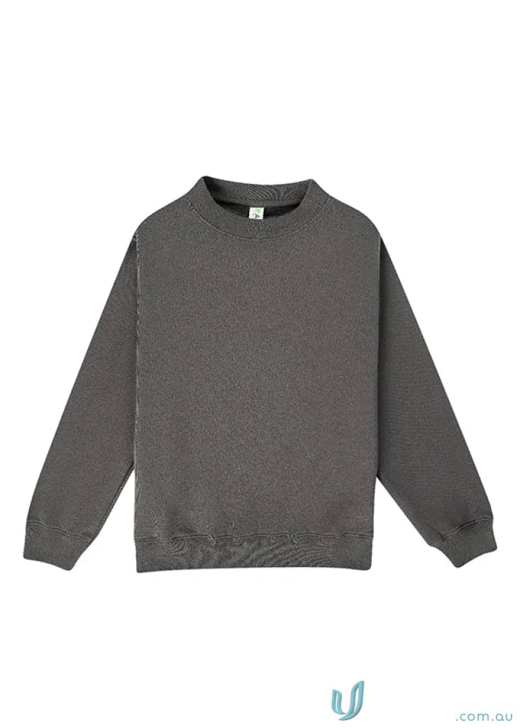 Kids crew neck sloppy joes sweatshirt with ribbed collar and cuffs in dark gray
