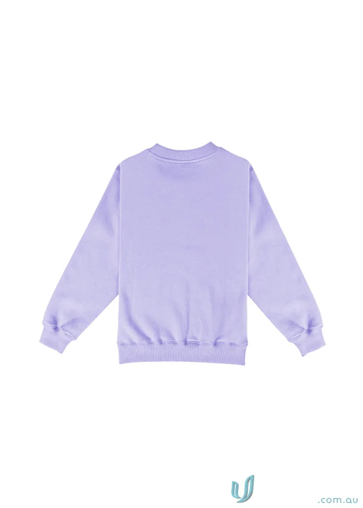 Light purple kids crew neck sloppy joes sweatshirt with ribbed cuffs and hem