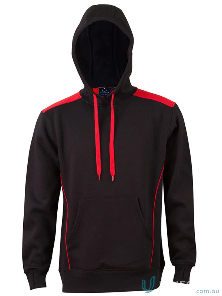 Kids Croxton Hoodie with black and red contrast shoulder panels, perfect kids workwear