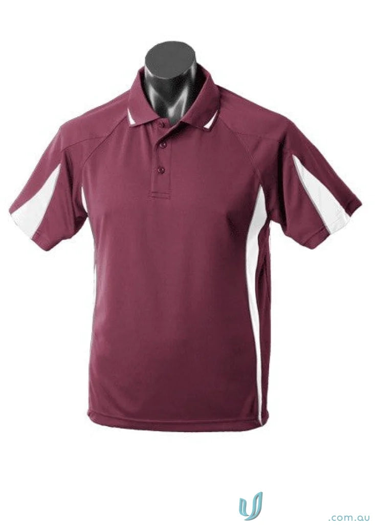Kids Eureka Polo kids eureka polo shirt in maroon and white, perfect for kids style