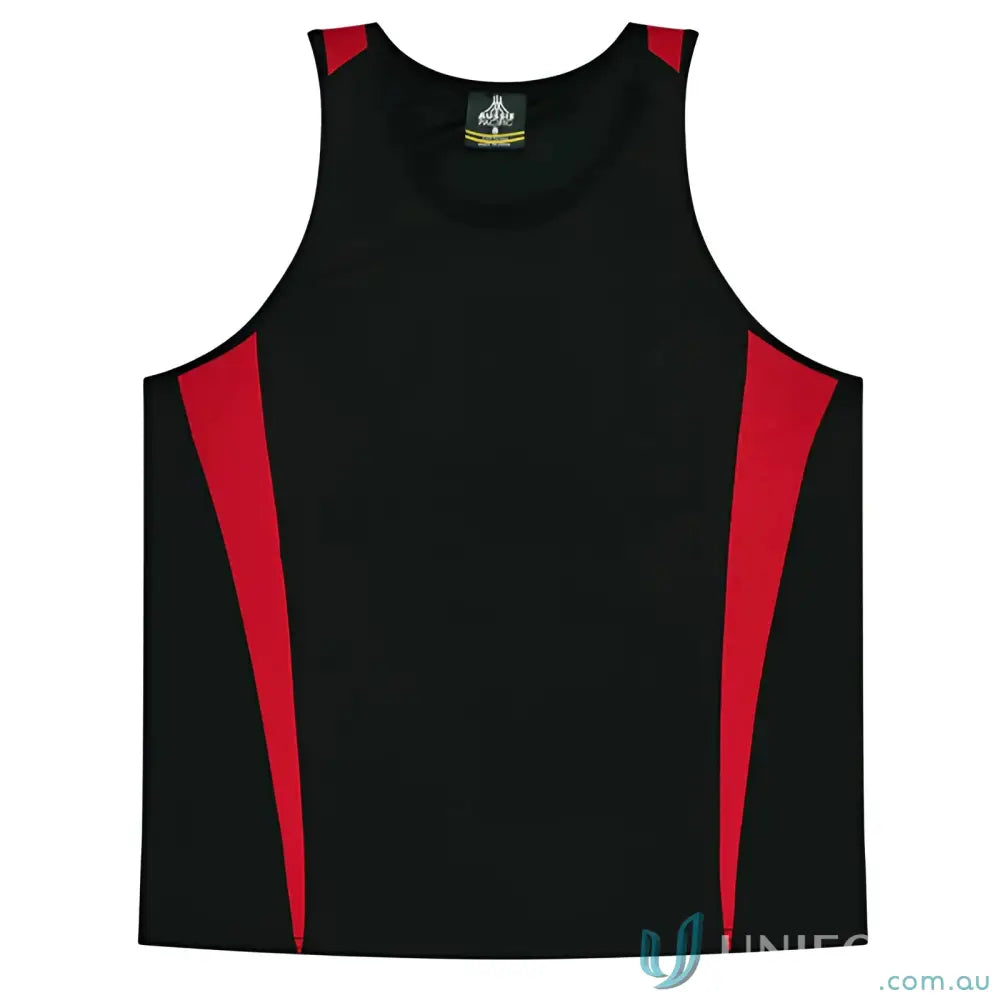 Kids Eureka Singlet black and red athletic tank top made of comfy fabric perfect for uniforms