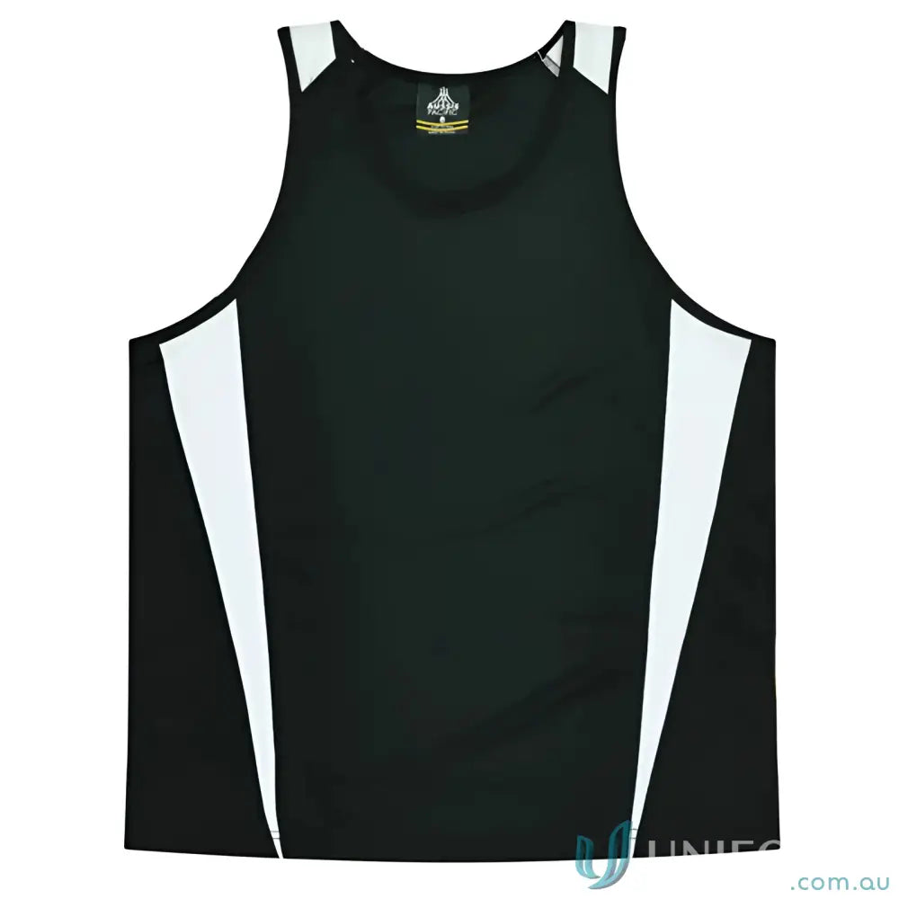 Kids Eureka Singlet black and white athletic tank top made with comfy fabric for sports