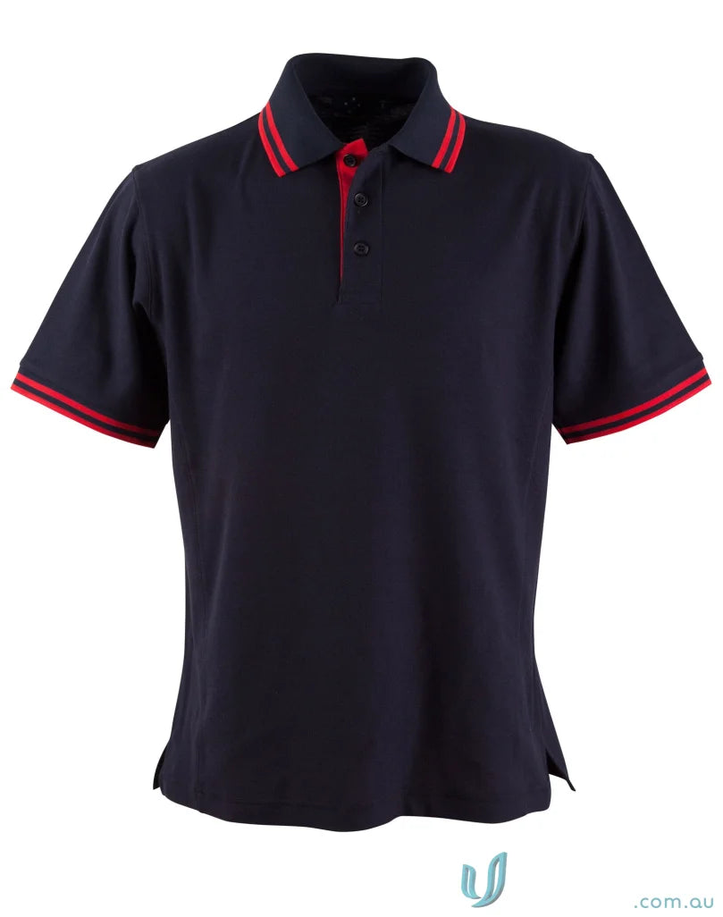Kids Grace Polo navy pique short sleeve with red trim, sleeve polo ps65k, truedry pique short