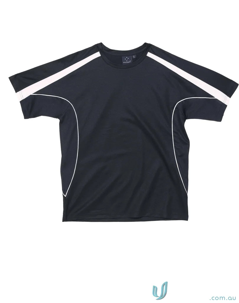 Kids Legend Tee black athletic t-shirt with white accents, perfect for school uniforms