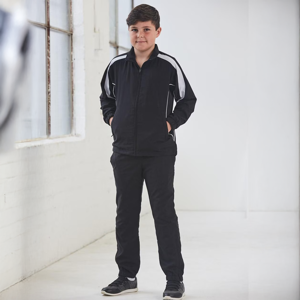 Black Kids Legend Warm tracksuit with white stripes and zip-up leg openings
