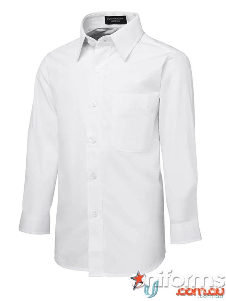 Kids LS School Shirt with comfort two-piece collar and easy care fabric