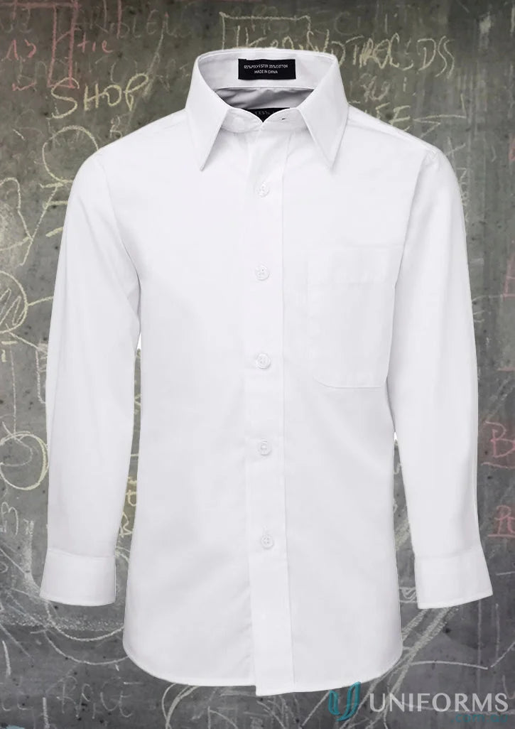 Kids LS School Shirt with comfort two-piece collar and easy care fabric