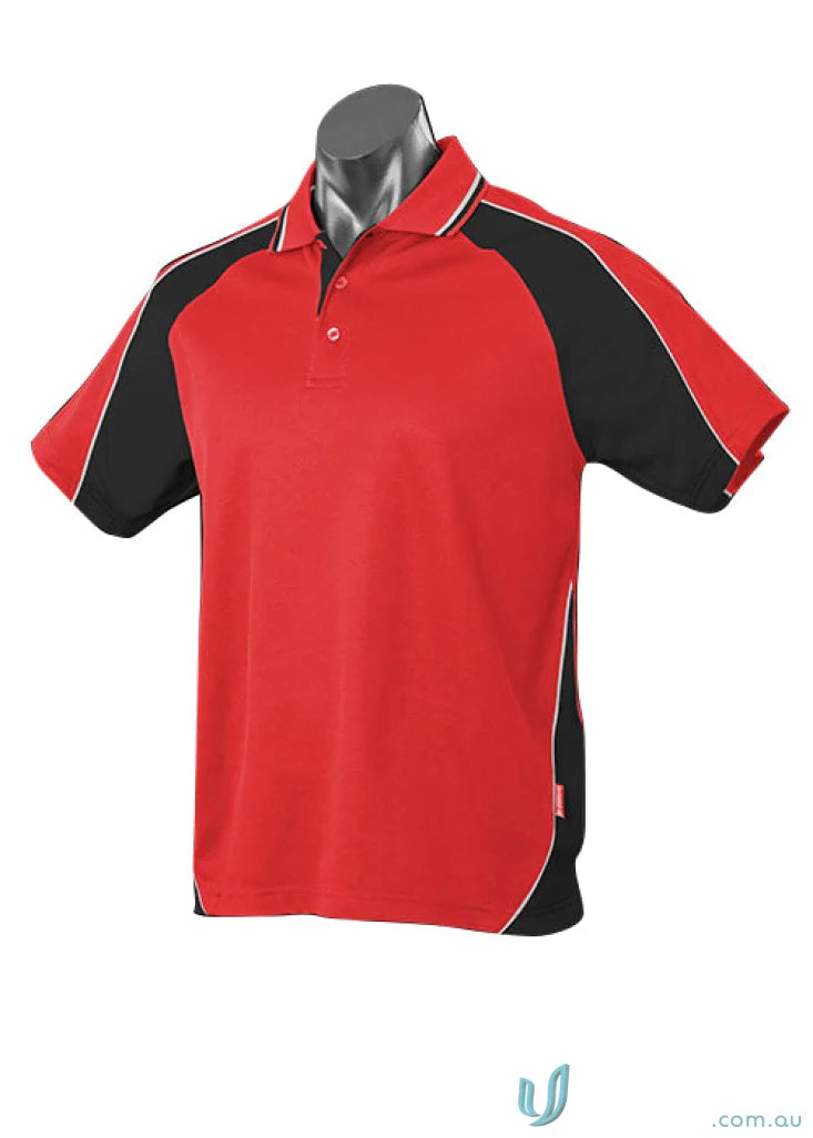 Kids Panorama Polo shirt with red and black design, perfect for uniforms or workwear