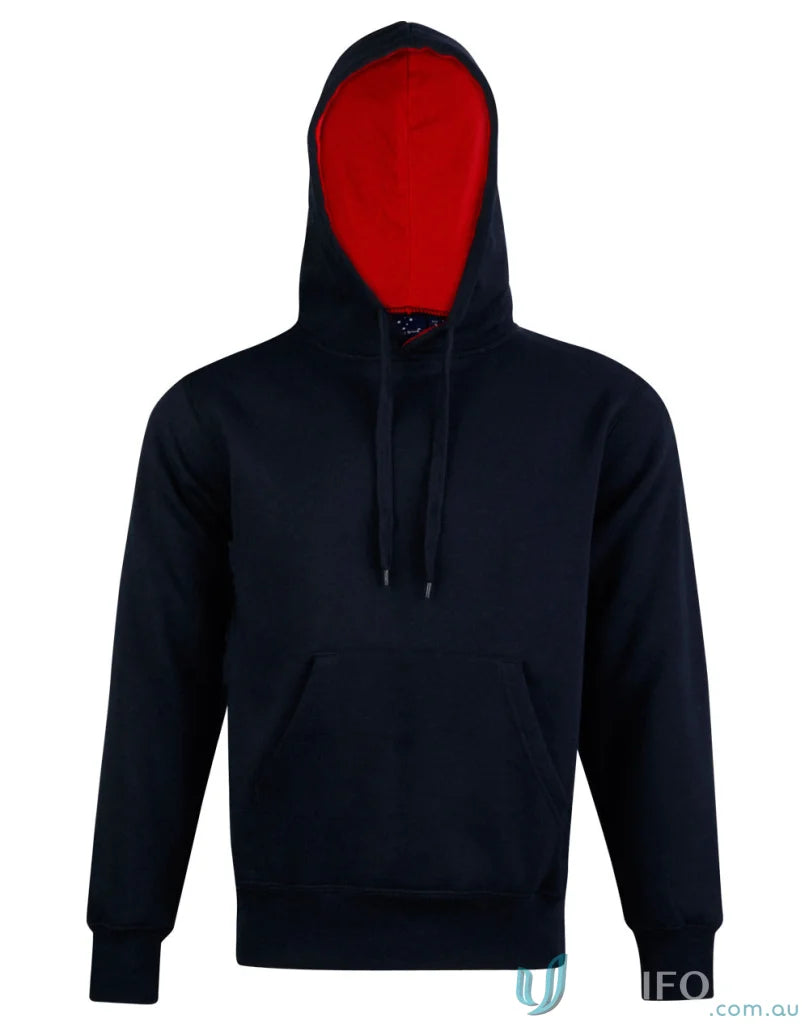 Kids passion fleece hoodie in navy blue with red interior perfect for clubs needing warm gear