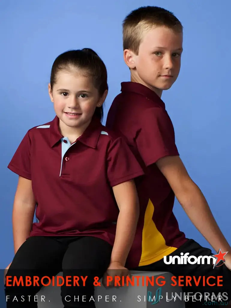 Kids Paterson Polo with button placket, perfect for school uniforms and workwear