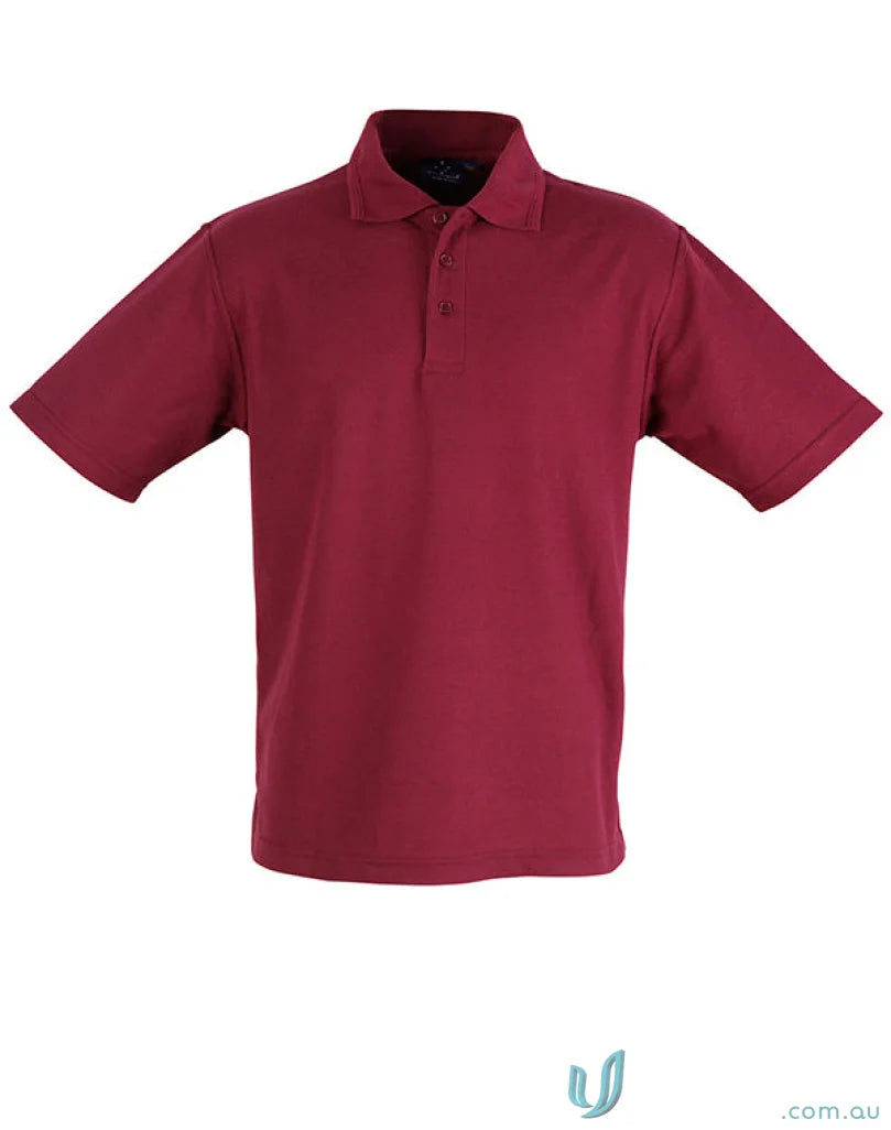 Kids polo in maroon short-sleeved poly-cotton pique knit, premium kids polo, stylish look