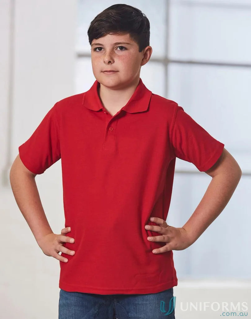Kids polo shirt in red made of premium kids polo poly-cotton pique knit for comfy style