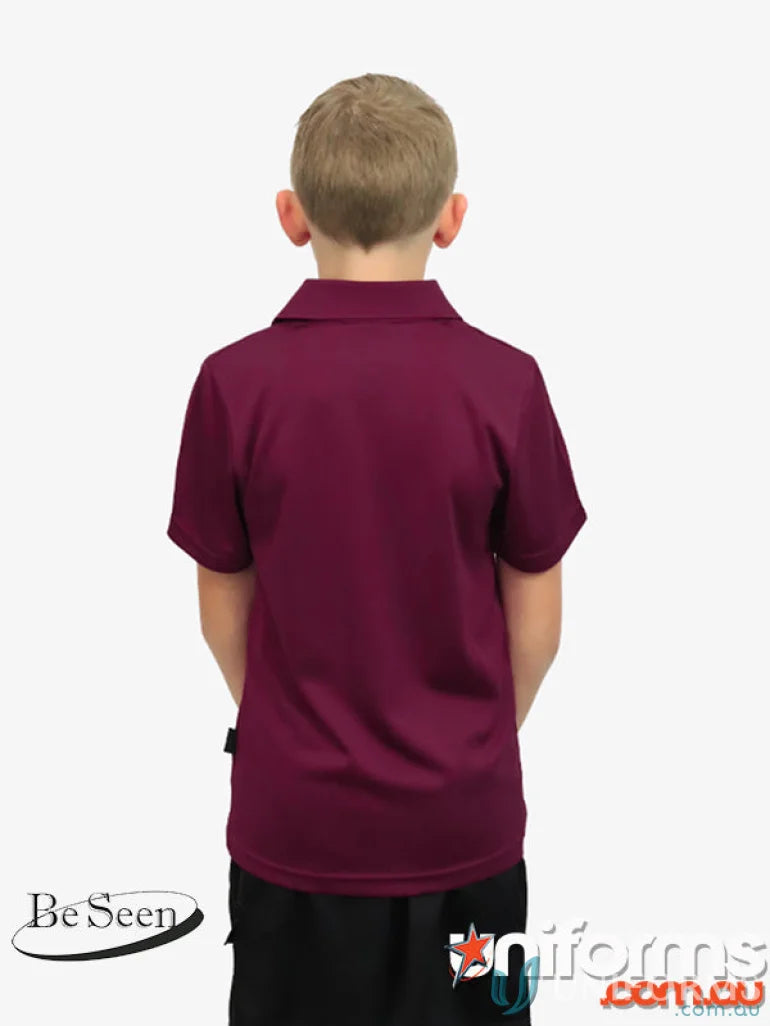 Kids Planett Polo in Maroon featuring cooldry moisture management technology for kids