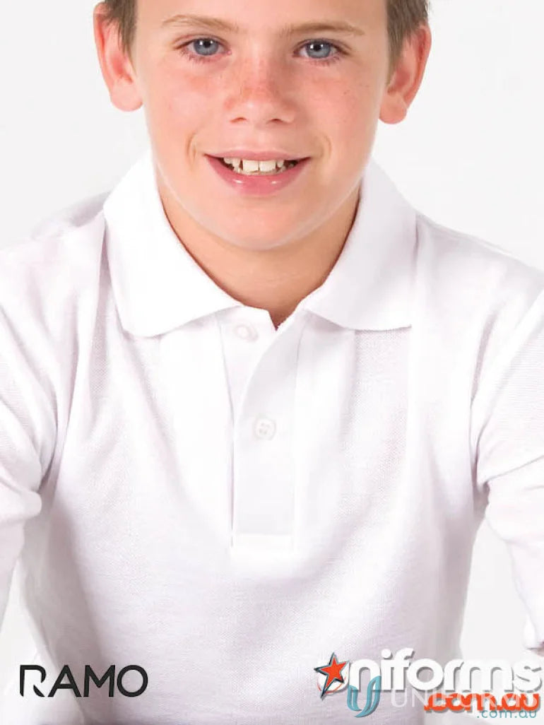 Kids Polo long-sleeved white collared shirt perfect for uniforms or workwear