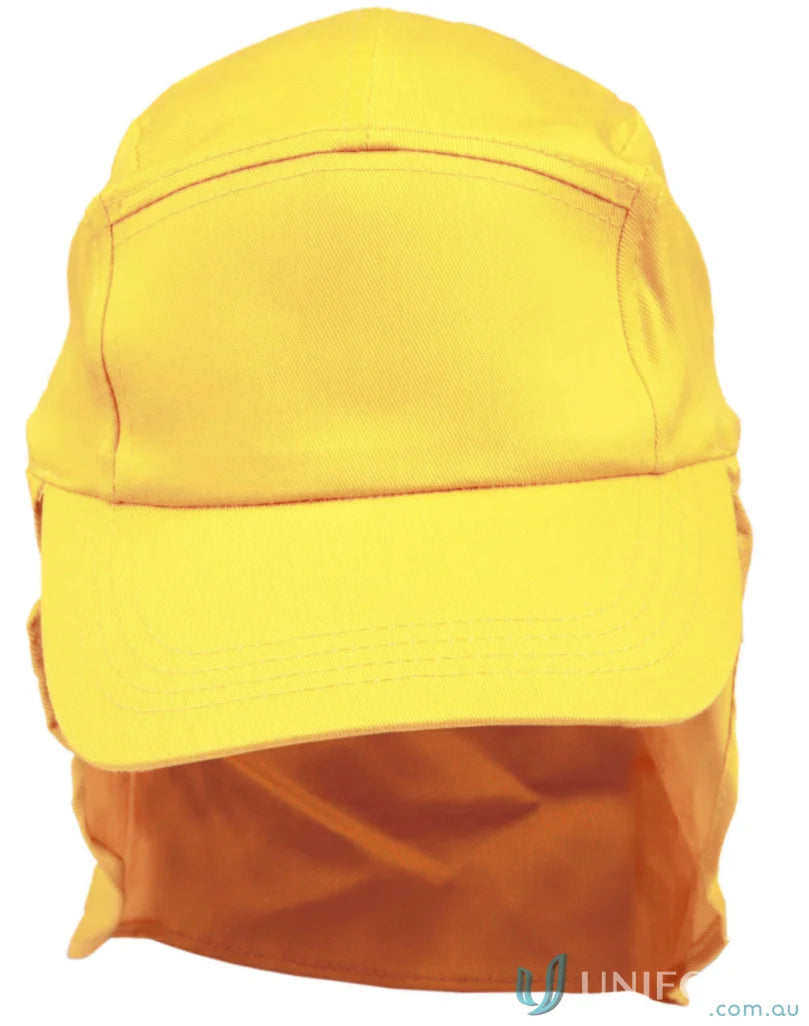 Yellow kids poly cotton sun protection cap for outdoor adventures and sunny days