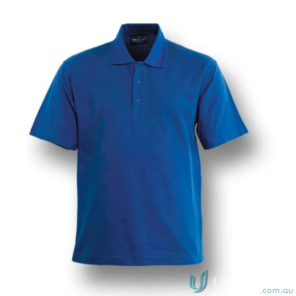 Kids poly face cotton short-sleeved polo shirt in royal blue with three buttons