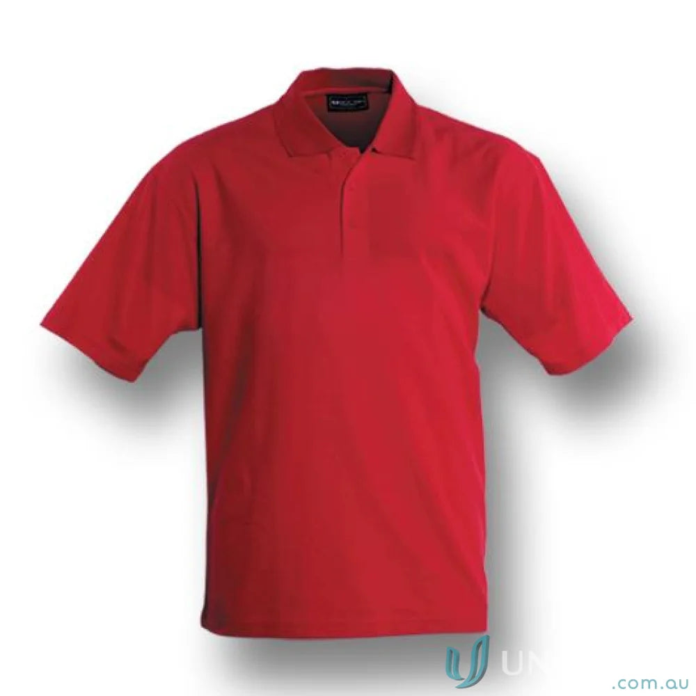 Kids Poly Face Cotton Backing S/S Polo shirt in red with collar for kids