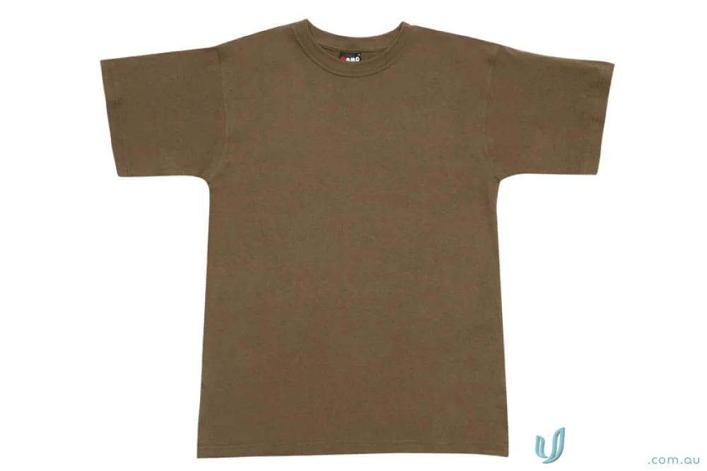 Kids regular brown short-sleeved t-shirt perfect for uniforms or workwear, see sizing guide