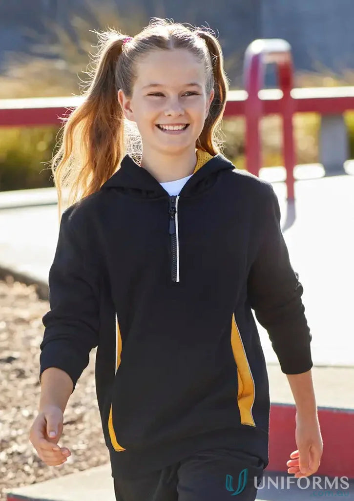 Kids Renegade hoodie in black and gold, perfect workwear hoodie for outdoor clubs
