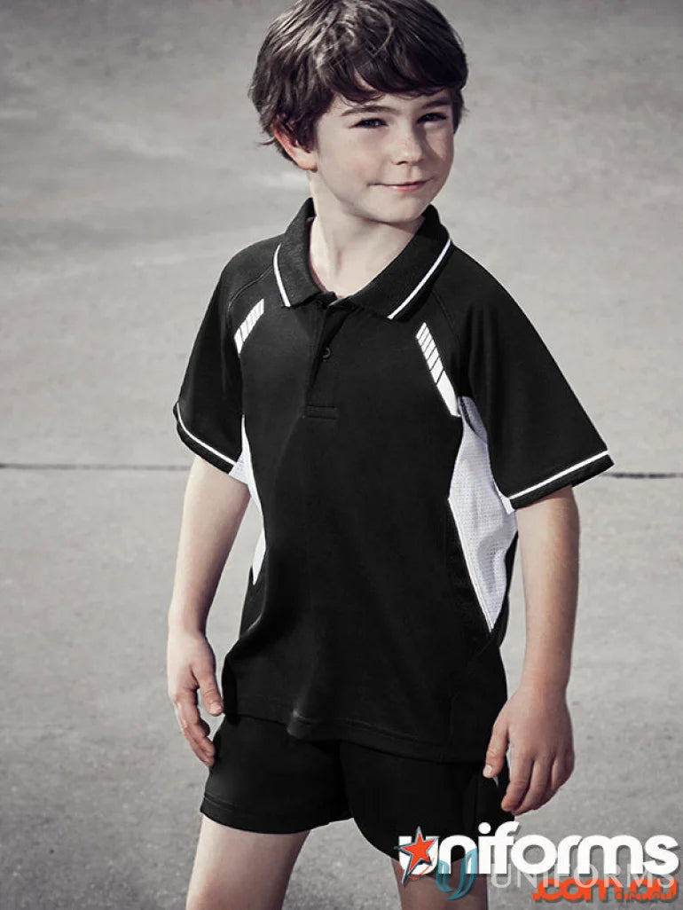 Kids Renegade Polo black and white athletic polo shirt and shorts for boys
