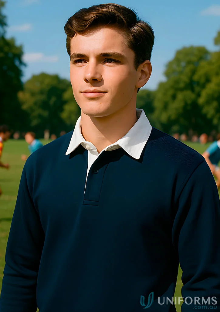 Kids rugby jumper in navy with 350gsm rugby knit from JB’s Kids Rugby collection