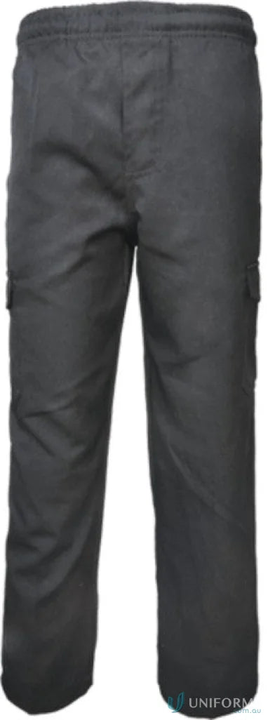 Kids School Cargo Pants in dark gray with elastic waistband for comfy school days