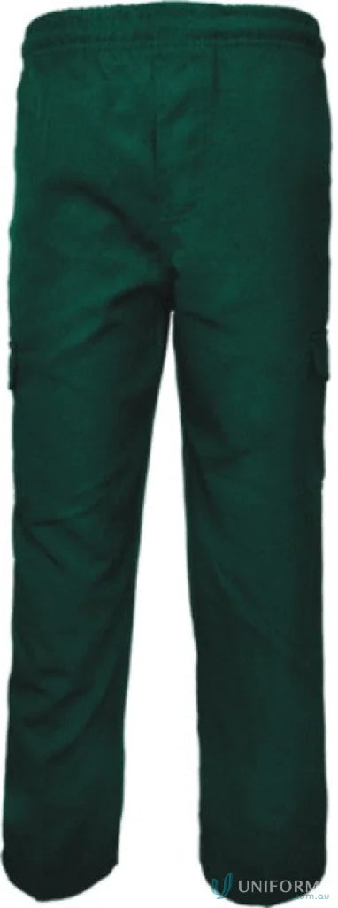 Kids school cargo pants in dark green, perfect for school and outdoor adventures