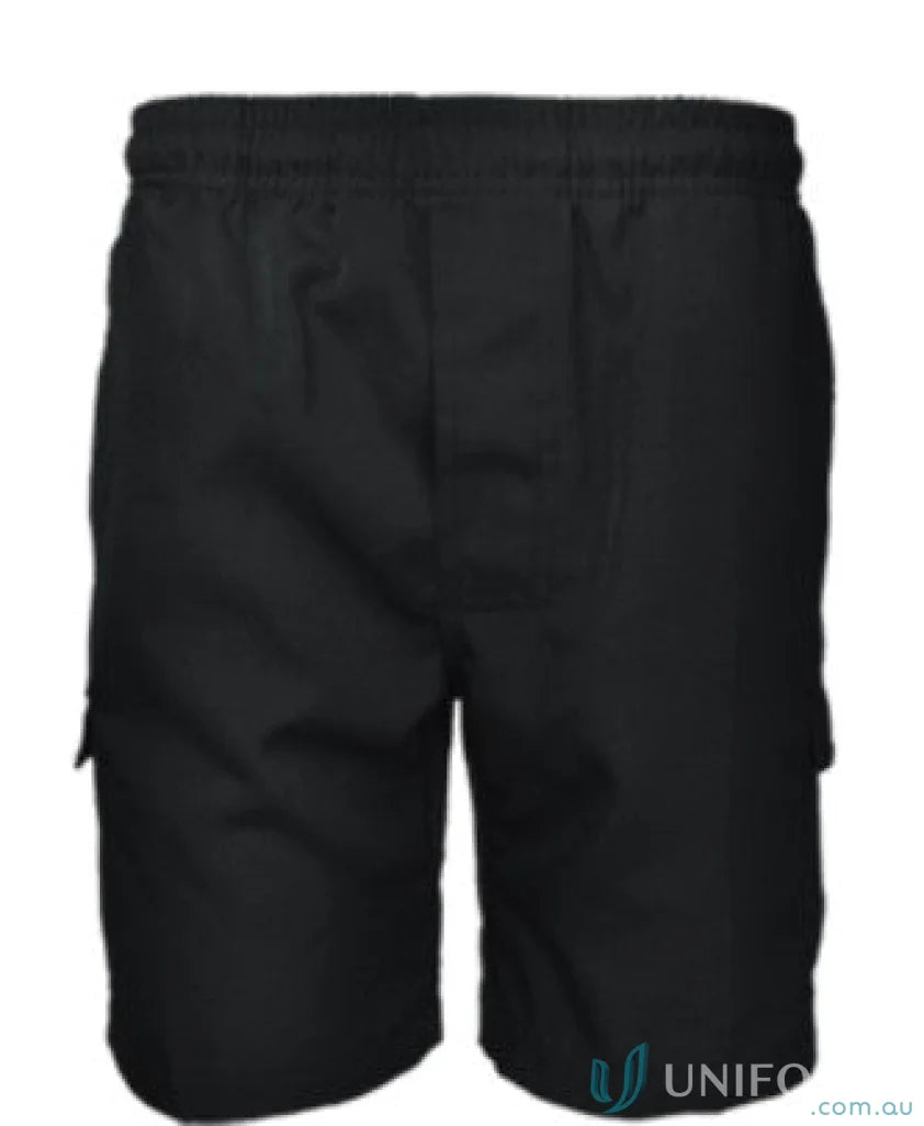 Kids school cargo shorts with elastic waistband, perfect for casual school days