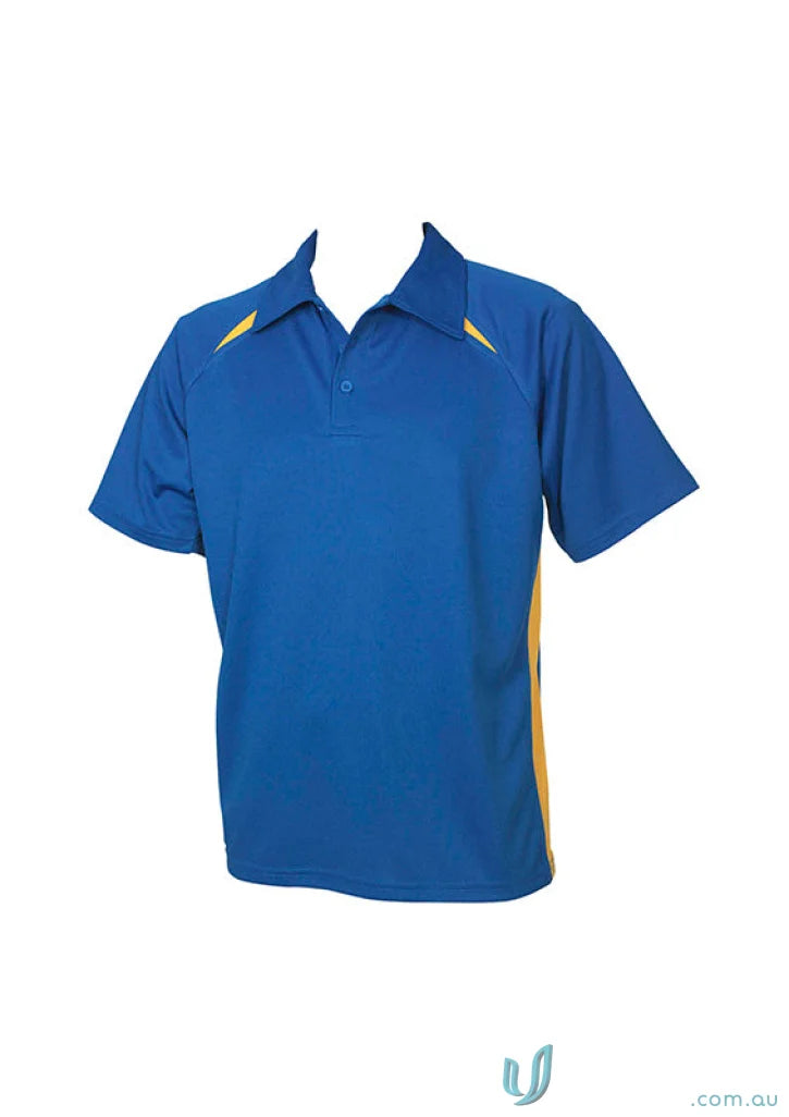 Kids Splice Polo with blue color and yellow contrast panels for boys