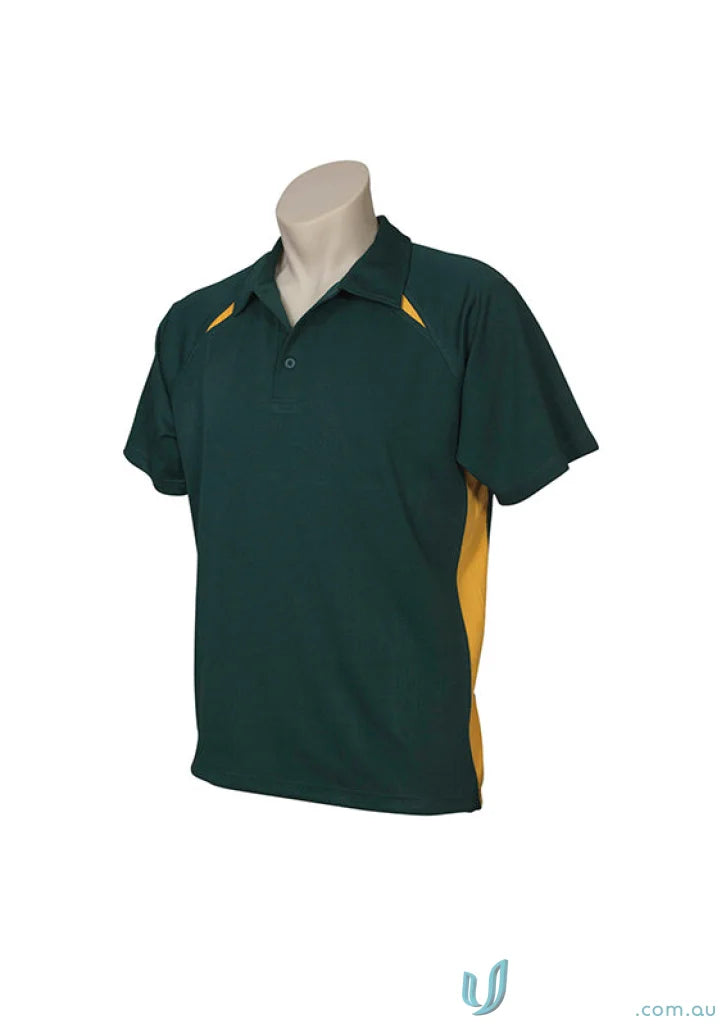 Kids Splice Polo with dark green color and stylish contrast panels for kids
