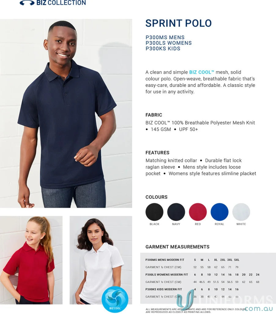 Kids Sprint Polo shirt details from Biz Collection Kids featuring Sprint Kids Bizcool style