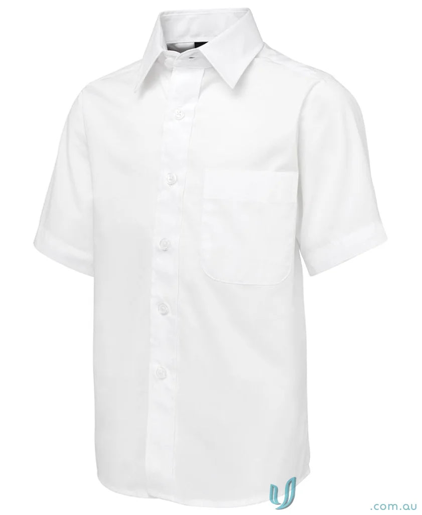 Kids SS School Shirt with comfort two-piece collar, inverted pleats, curved hem, easy care fabric