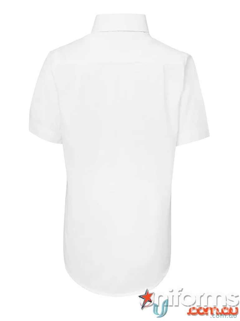 Kids SS School Shirt in easy care fabric with comfort two-piece collar and curved hem