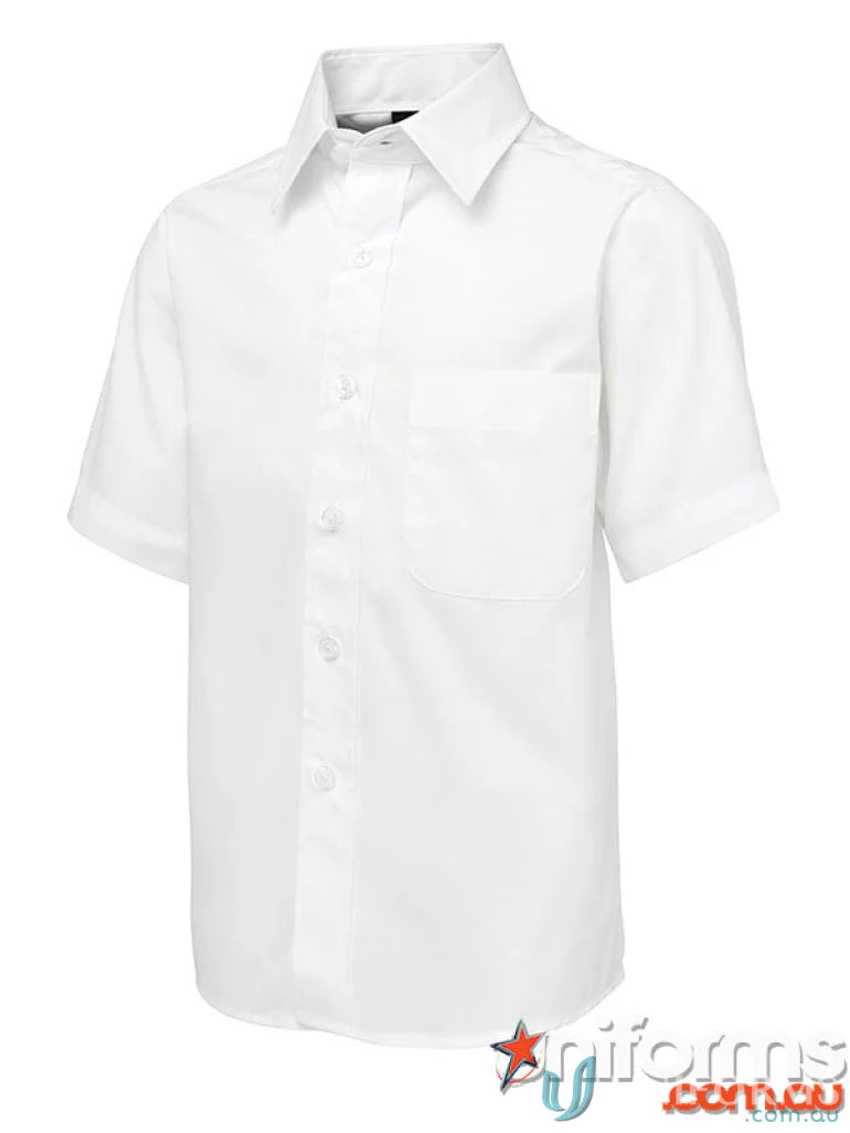 Kids SS School Shirt with comfort two-piece collar, curved hem, easy care fabric