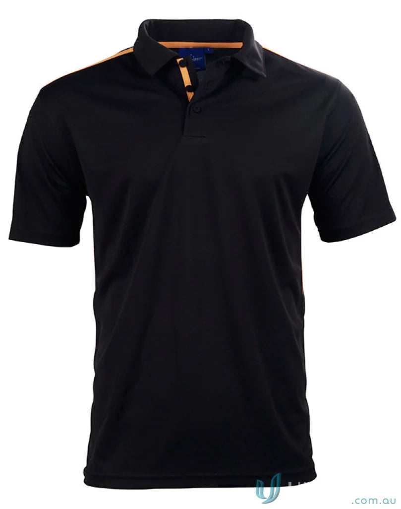 Kids Staten Rapid polo shirt with black color and orange contrast trim for kids