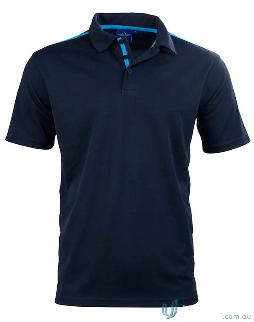 Kids Staten Rapid polo shirt in dark blue with light blue contrast stripe details